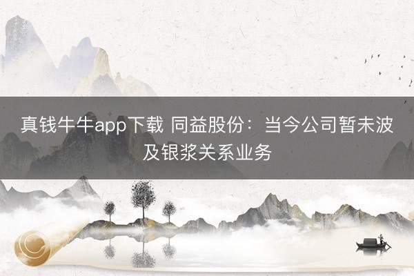 真钱牛牛app下载 同益股份：当今公司暂未波及银浆关系业务