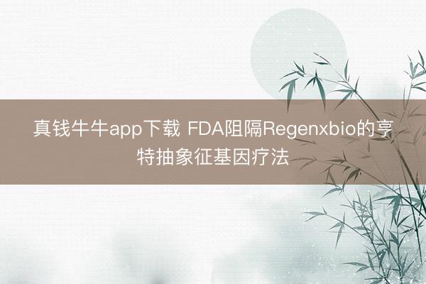 真钱牛牛app下载 FDA阻隔Regenxbio的亨特抽象征基因疗法