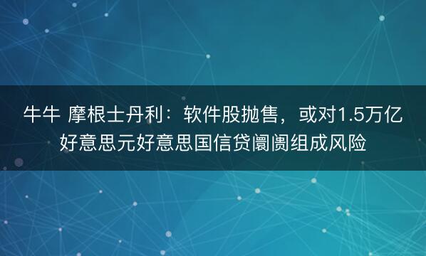 牛牛 摩根士丹利：软件股抛售，或对1.5万亿好意思元好意思国信贷阛阓组成风险