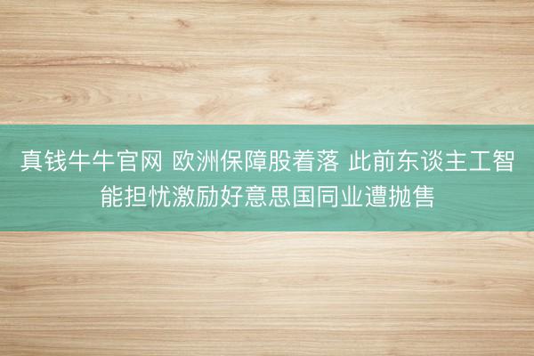 真钱牛牛官网 欧洲保障股着落 此前东谈主工智能担忧激励好意思国同业遭抛售
