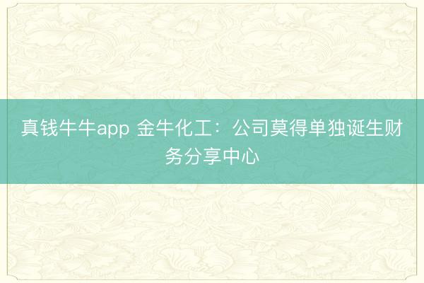 真钱牛牛app 金牛化工：公司莫得单独诞生财务分享中心