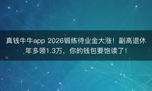 真钱牛牛app 2026锻练待业金大涨！副高退休年多领1.3万，你的钱包要饱读了！