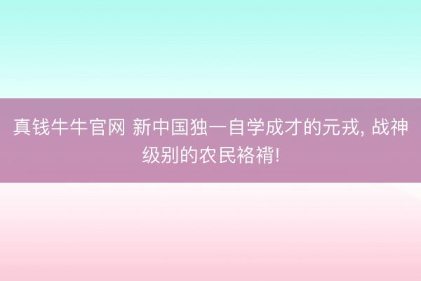 真钱牛牛官网 新中国独一自学成才的元戎， 战神级别的农民袼褙!