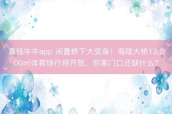真钱牛牛app 闲置桥下大变身!海陵大桥13,000㎡体育场行将开放,你家门口还缺什么?