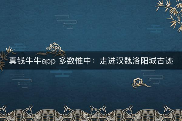 真钱牛牛app 多数惟中：走进汉魏洛阳城古迹