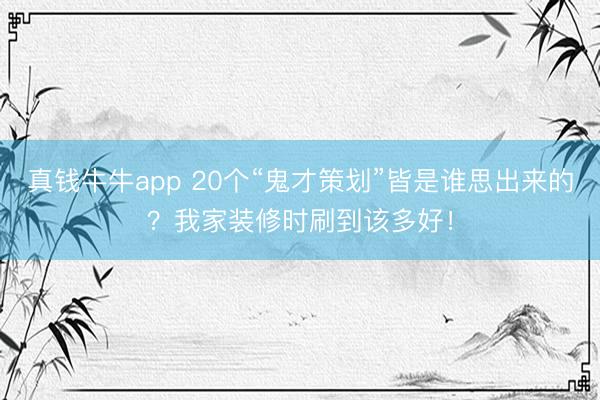 真钱牛牛app 20个“鬼才策划”皆是谁思出来的？我家装修时刷到该多好！